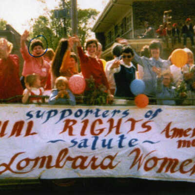 Betsy Aldred on Equal Rights Amendment parade float