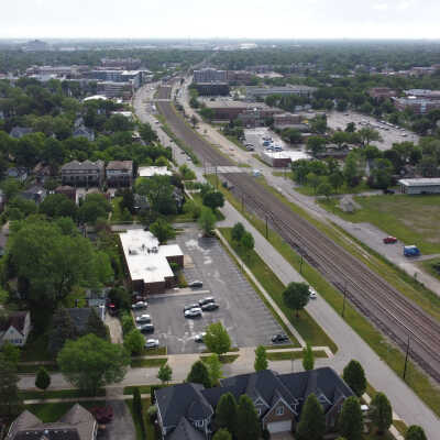 Aerial View of First Street Near Quarry