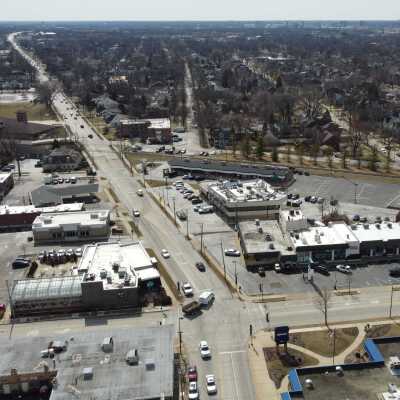 Aerial View, York and Vallette Business District
