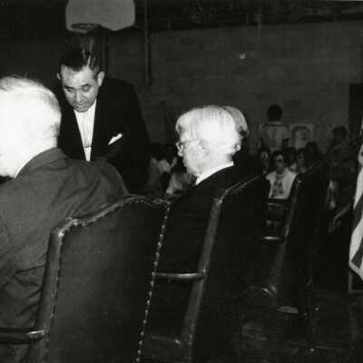Carl Sandburg with Elmhurst school officials
