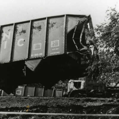 Illinois Central Railroad train wreck.