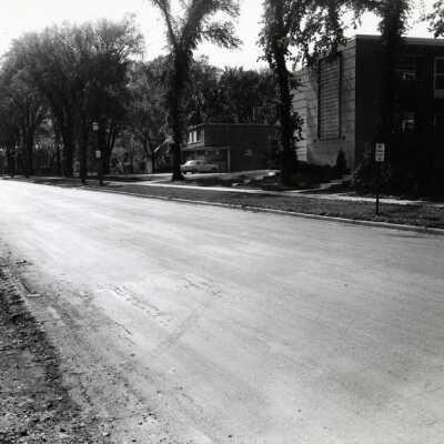 First Street, looking west from Elm Street
