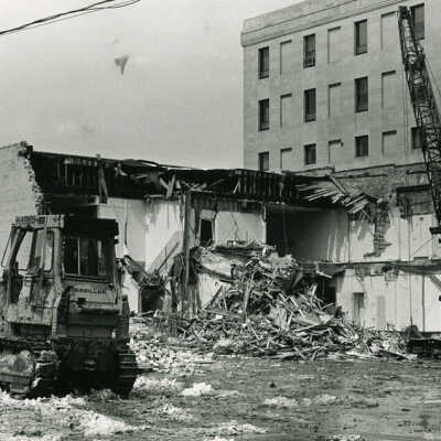 Demolition of Buildings South of Elmhurst National Bank