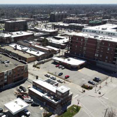 Aerial View, Third Street in Downtown Elmhurst