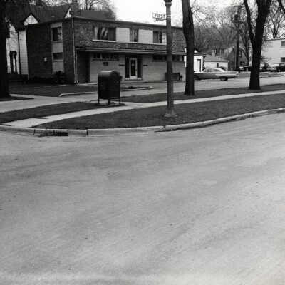 First Street and Evergreen Avenue, northeast corner