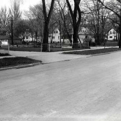 Looking northeast from First Street east of Myrtle toward Evergreen Avenue