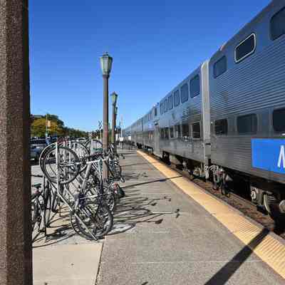 Metra Train in Downtown Elmhurst