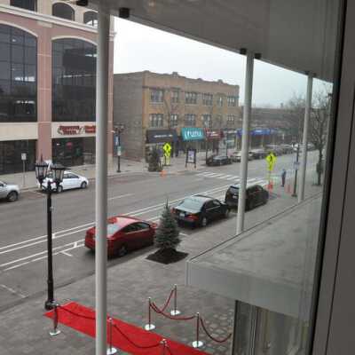 View of N. Addison Avenue from Fitness Formula Clubs Gym