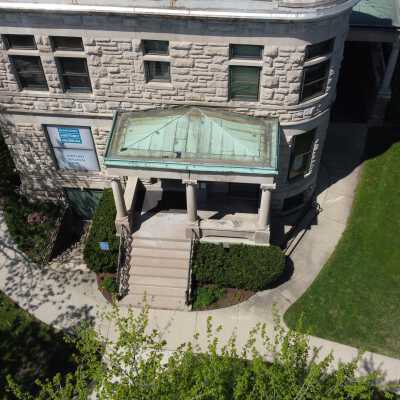 Aerial view, Glos Mansion entrance