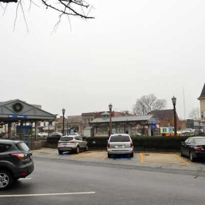 Metra Station viewed from W. First Street and Addison Avenue