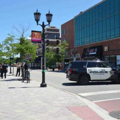 Police Barrier at York and Schiller
