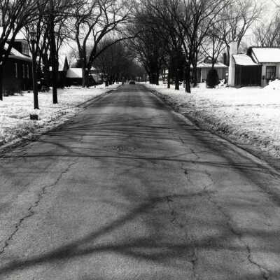 Third Street, looking west from between Elm and Evergreen