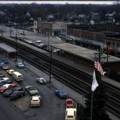 Aerial view of the Chicago & North Western Railroad station
