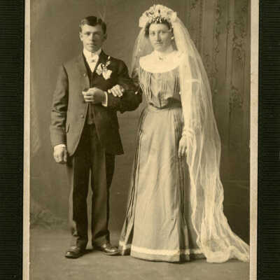 Fred H. & Lena Kuhlmann Rabe, wedding portrait