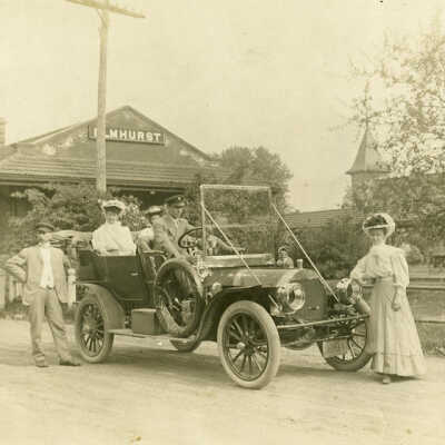 Group with Automobile at Chicago & North Western Station
