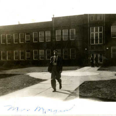Teacher Outside York Community High School