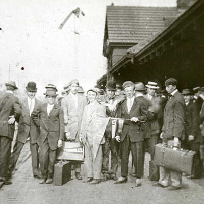 Elmhurst College Students at the Chicago & North Western Depot