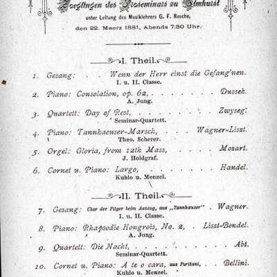 Elmhurst Proseminar, Concert Program
