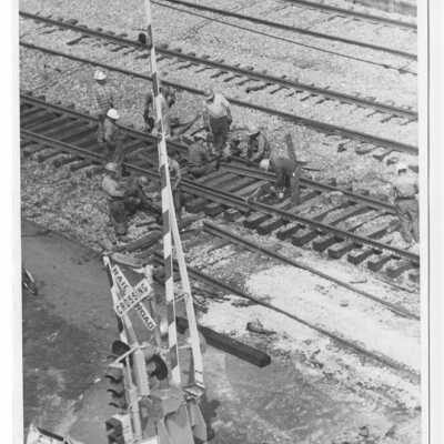 Railroad during underpass construction