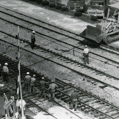 Railroad during underpass construction