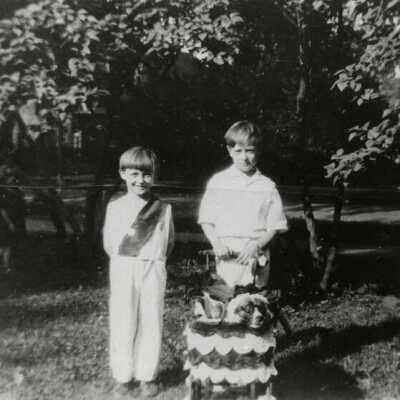 Children with a dog