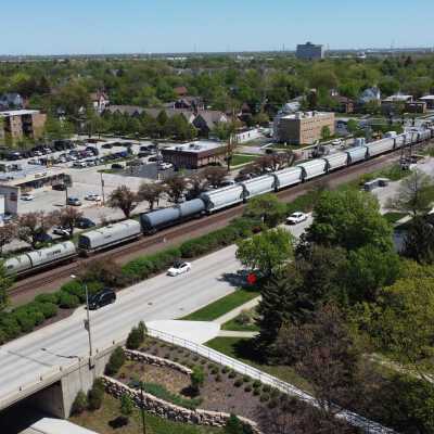 Aerial View of E. First Street and E. Park Avenue