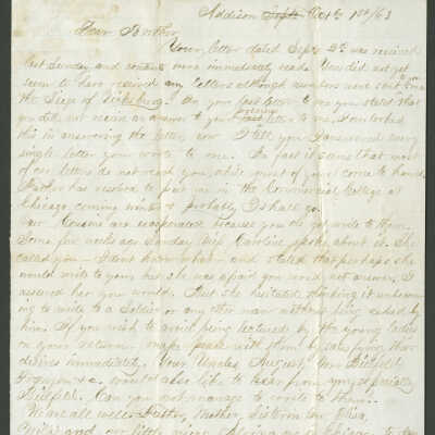 Civil War-era Letter to Frederick Fischer
