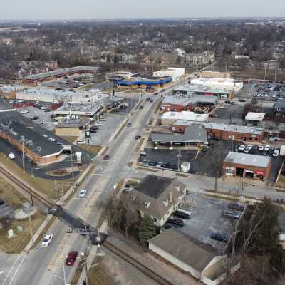 Aerial View, York and Vallette Business District