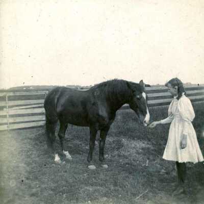 Edna Fischer at Fischer Farm near Grand Avenue