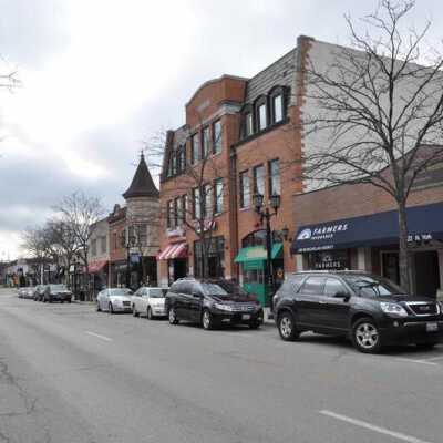 N. York Street between First Street and Schiller Street