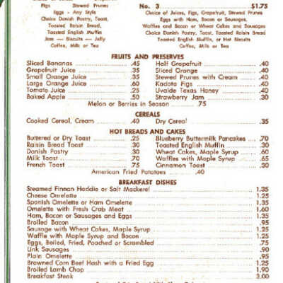 1963 Breakfast Menu - Grand Hotel