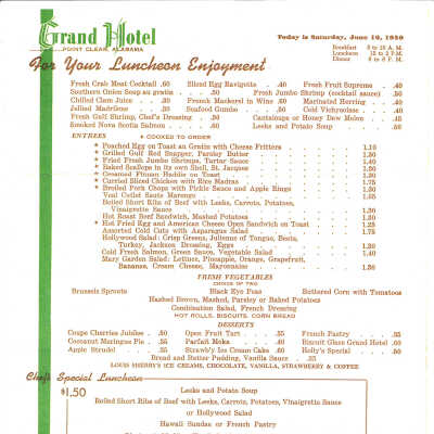Menu 1950