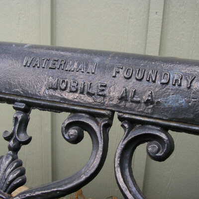 Historic Iron Bench at Grand Hotel fabricated by Waterman Foundry, Mobile AL
