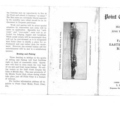 1929 brochure of "Point Clear Hotel" - season 1929 June to September, Famous Eastern Shore Resort