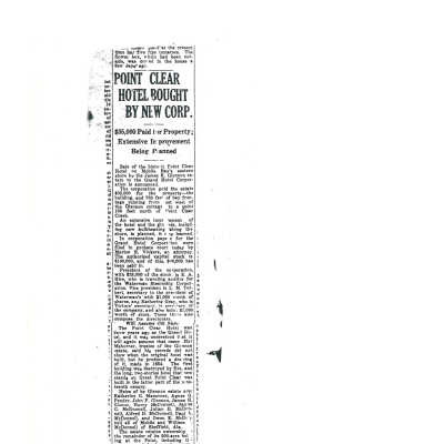 1939 sale of Point Clear Hotel - newspaper article in Mobile Press-Register