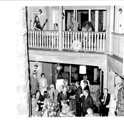 Jack Normand band plays during Christmas reception in Main Lobby