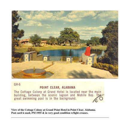 Cascaded postcard 1955 - Grand Hotel, Point Clear, AL