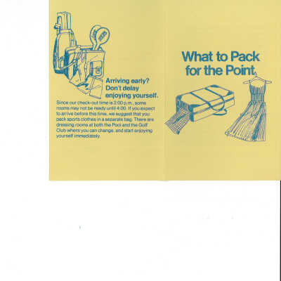 "WHAT TO PACK for the Point" pamphlet 1978