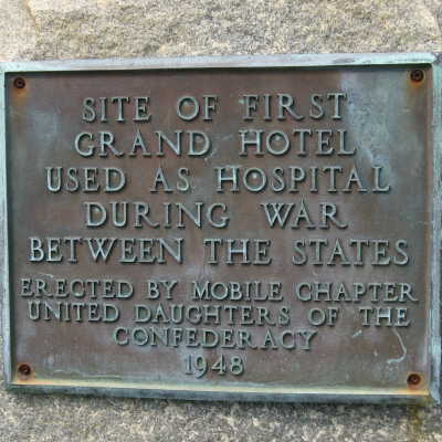 Historic Marker detail - Site of First Grand Hotel, which was used during the War Between the States