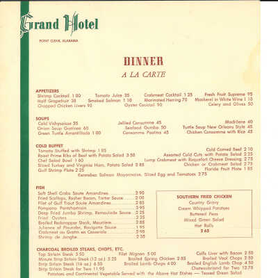 Menu 1958