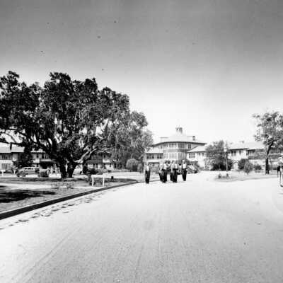 Operation Ivory Soap - Seamen marching in formation on the main drive of the Grand Hotel - 1944