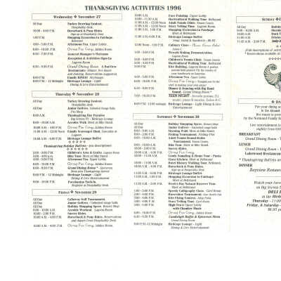 1996 Grand Thanksgiving Activities page 1