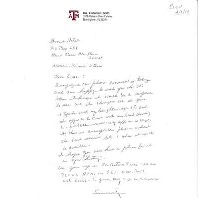 Letter from Mr. Frank Smith