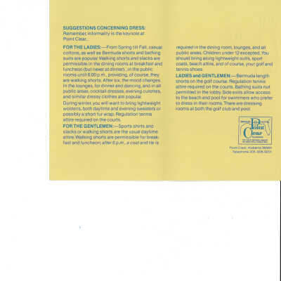 "What to pack at the Point" pamphlet 1978