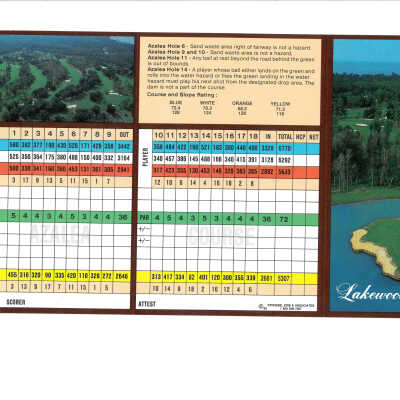Lakewood Golf Club Score Card 1980's