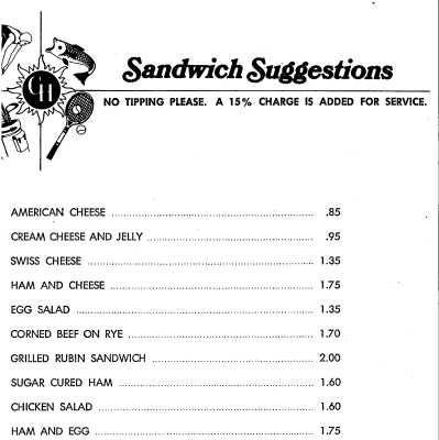 Lunch Menu 1971