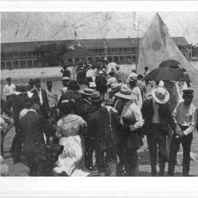 Guests on Wharf at Grand Hotel circa 1906