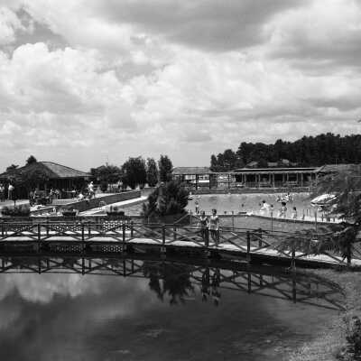 Grand Hotel pool with footbridge; opened in 1947