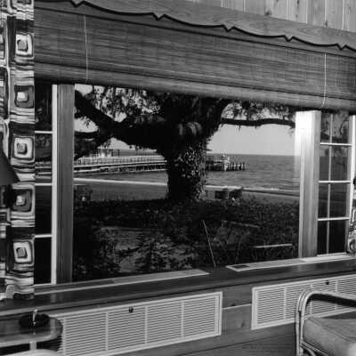 Corner Guest Room view at Grand Hotel circa mid-1950's, overlooking Mobile Bay and the fishing pier.