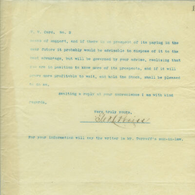 Page 2 letter from George Weiss to WW Card of Pittsburg, PA